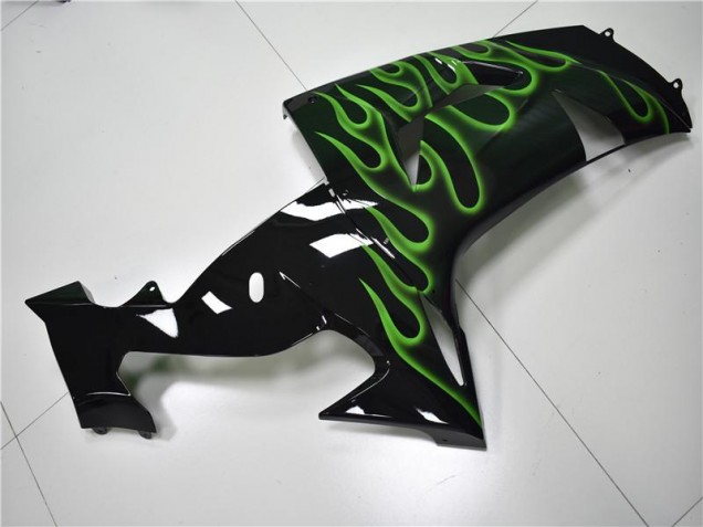 Carénage Kawasaki ZX10R 2006-2007 - Noir Vert Flamme