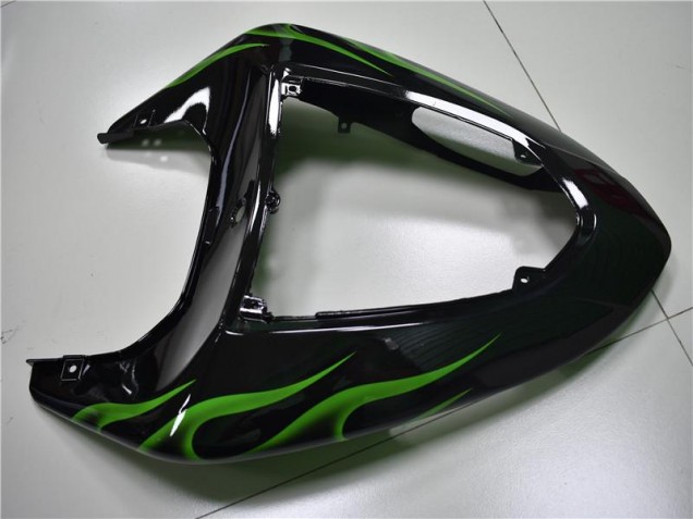 Carénage Kawasaki ZX10R 2006-2007 - Noir Vert Flamme