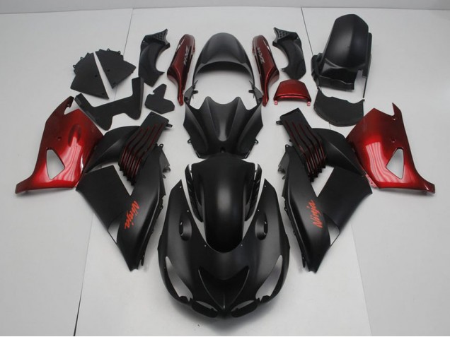 Carénage Kawasaki ZX14R ZZR 1400 2006-2011 - Noir Mat et Rouge