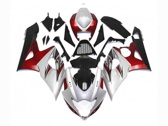 Carénage Suzuki GSXR 1000 K5 2005-2006 - Argent Rouge Noir