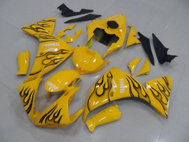 Carénage Yamaha R1 2012-2014 - Jaune Noir Flamme