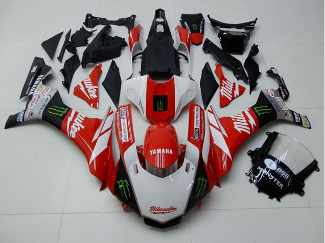 Carénage Yamaha R1 2015-2019 - Rouge Blanc Monster