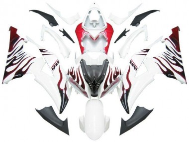 Carénage Yamaha R6 2008-2016 - Blanc Rouge Flamme R6