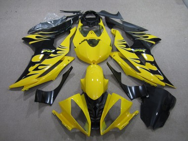 Carénage Yamaha R6 2008-2016 - Jaune Noir Flamme