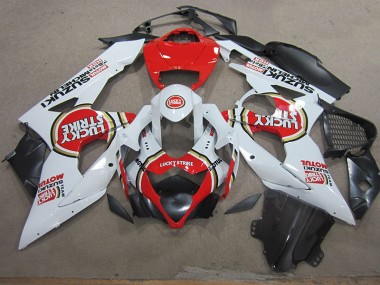 Carénages Suzuki GSXR 1000 K5 2005-2006 - Blanc Lucky Strike Rouge Motul